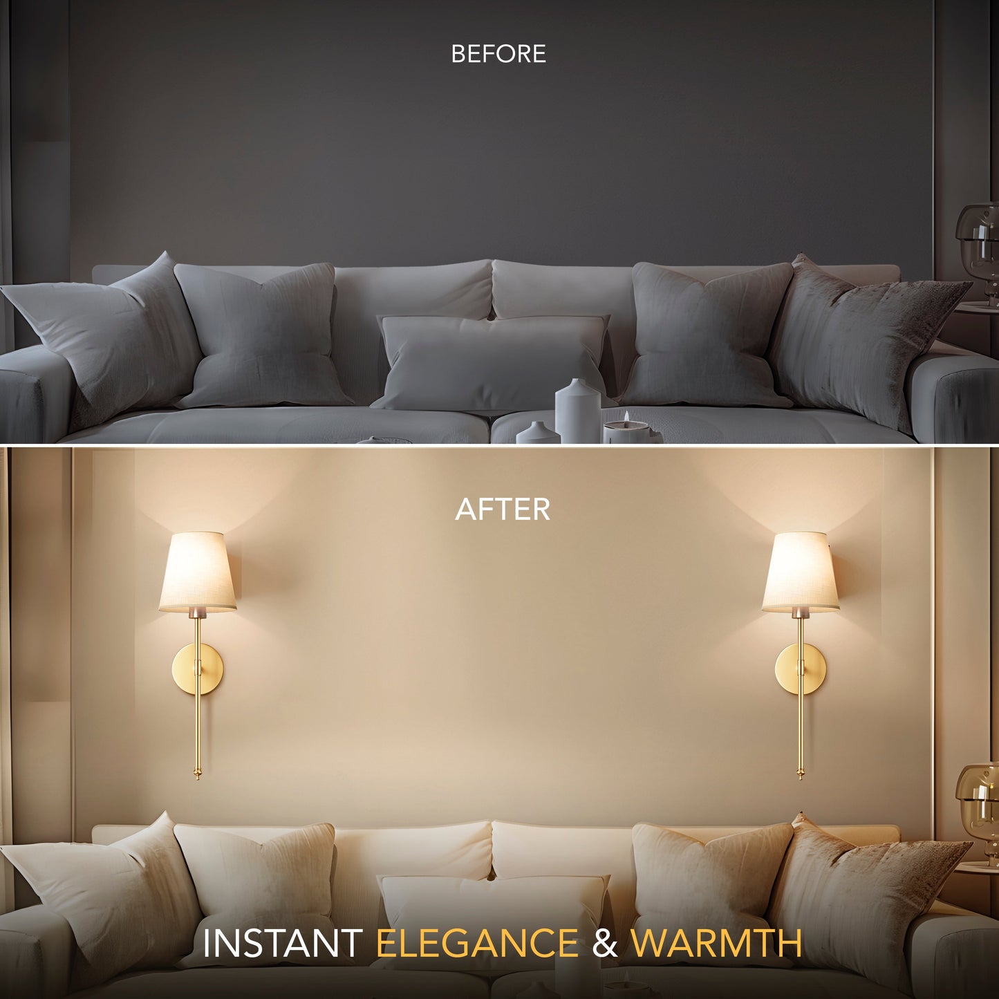 WIRELESS WALL SCONCES (SET OF 2 + 2 BULBS FREE)