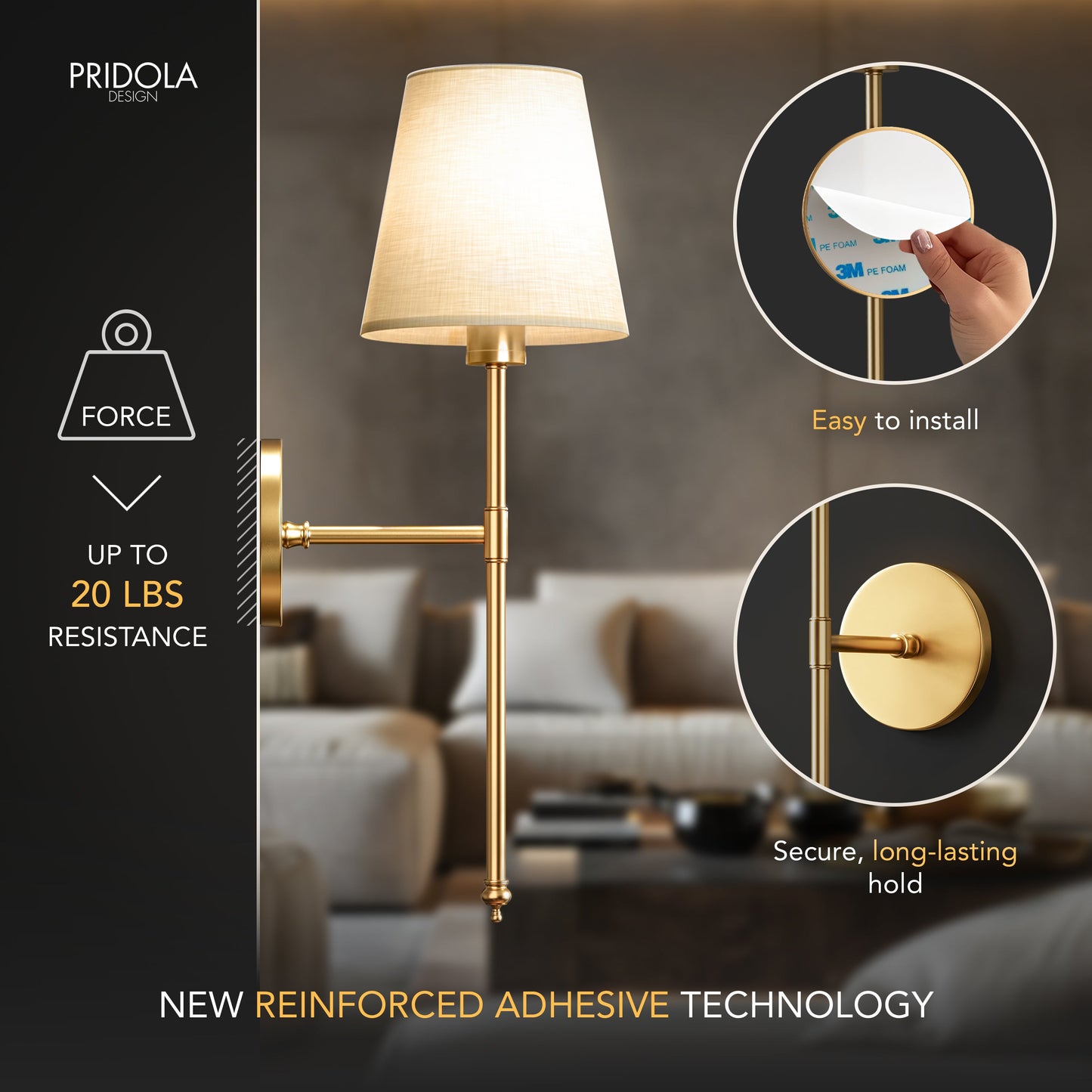WIRELESS WALL SCONCES (SET OF 2 + 2 BULBS FREE)